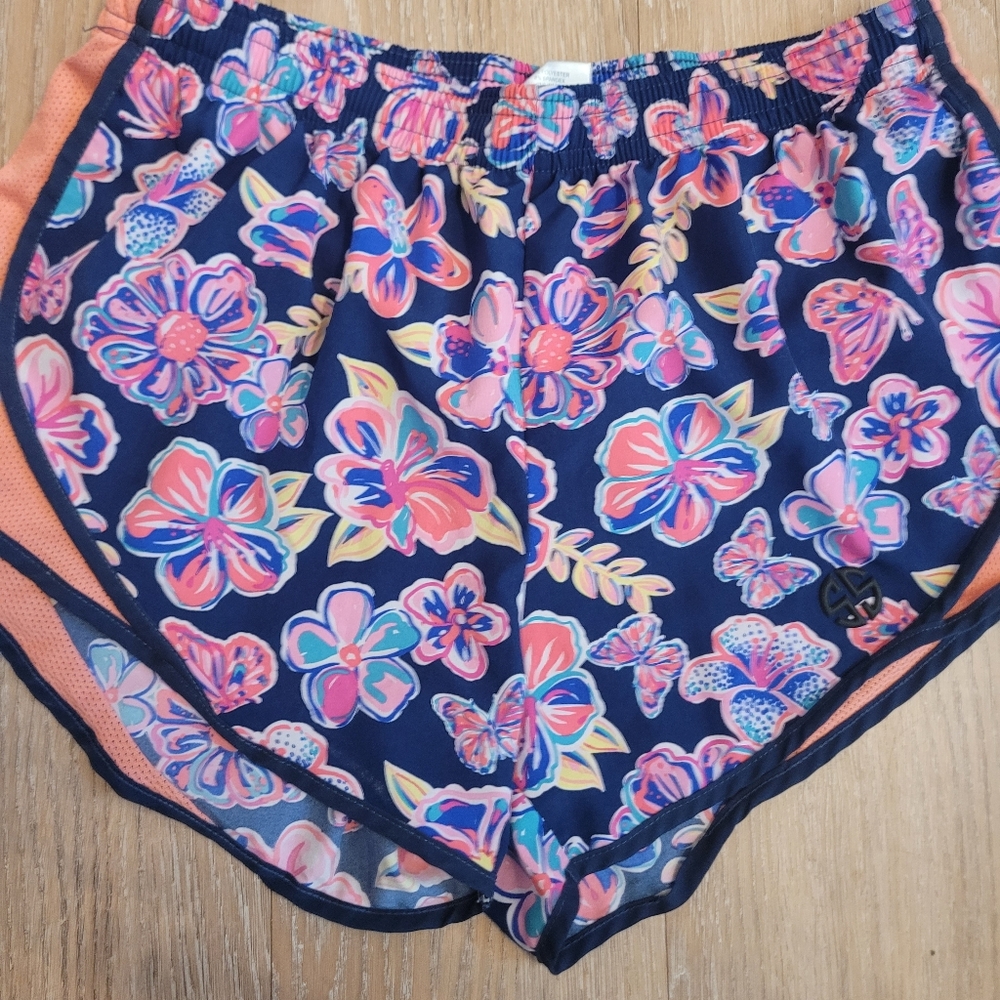 SIMPLY SOUTHERN BUTTERFLY ACTIVE SHORTS WITH BUILT IN UNDERWEAR SZ M WOMENS
